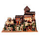 Nativity village with house, tower and church, Moranduzzo's characters of 8 cm, 50x70x45 cm s1