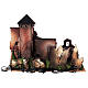 Nativity village with house, tower and church, Moranduzzo's characters of 8 cm, 50x70x45 cm s18