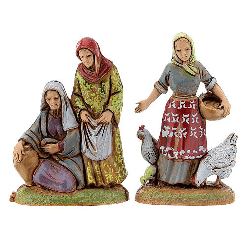 Mieścina z wieżą, domem i kościołem, z kompletem figurek szopki Moranduzzo 8 cm, 50x70x45 cm 15