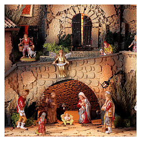 Nativity Scene setting with church and Moranduzzo 8 cm characters 40x70x40 cm