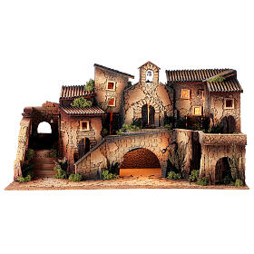 Village crèche classique complète avec église santons Moranduzzo 8 cm 40x70x40 cm s7
