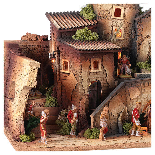 Mieścina kompletna klasyczna szopka, z kościołem i figurkami Moranduzzo 8 cm, 40x70x40 cm 6