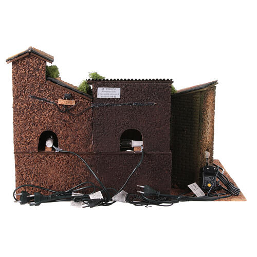 Nativity village with porch, clock tower and fountain for characters of 8 cm, 40x60x40 cm 18