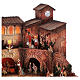Nativity village with porch, clock tower and fountain for characters of 8 cm, 40x60x40 cm s6