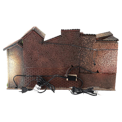 Mieścina szopka z piecem, fontanną i figurkami Moranduzzo 8 cm, 35x60x35 cm 4
