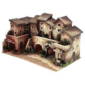 Nativity Scene village with oven, fountain for characters of 8 cm average height 35x60x35 cm