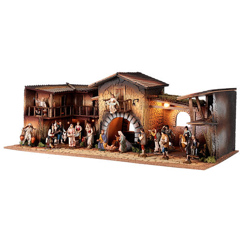 Nativity Scene with oven, fountain and 12 cm Moranduzzo's characters 40x95x45 cm 3