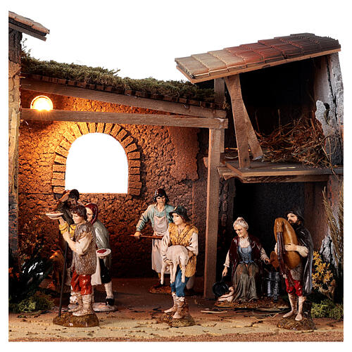 Nativity Scene with oven, fountain and 12 cm Moranduzzo's characters 40x95x45 cm 4