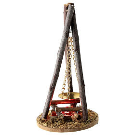 Fours et feux crèche: Scène avec feu et assiette suspendue 15x10 cm crèche 16 cm Fours et feux crèche: Scène avec feu et assiette suspendue 15x10 cm crèche 16 cm