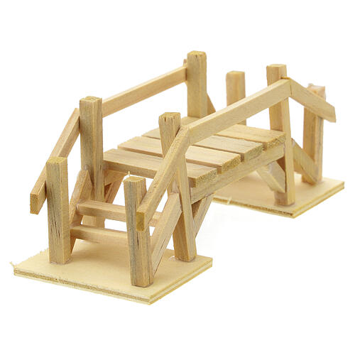 Ponte de madeira em miniatura para presépio com figuras de altura média 14-16 cm, medidas: 12x5x5,5 cm 3