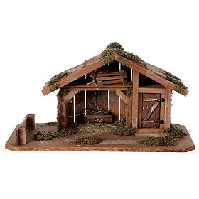 Wood stable for Nativity Scene with 8 cm characters, Nordic style, 20x45x20 cm