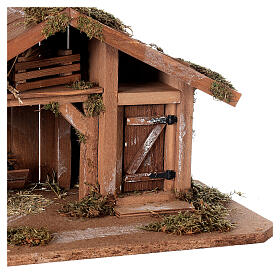Wood stable for Nativity Scene with 8 cm characters, Nordic style, 20x45x20 cm
