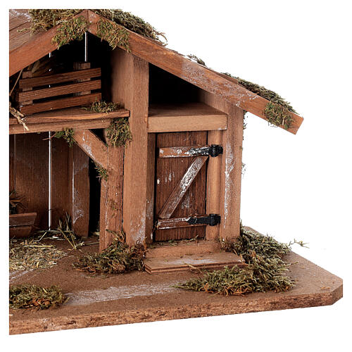 Wood stable for Nativity Scene with 8 cm characters, Nordic style, 20x45x20 cm 2
