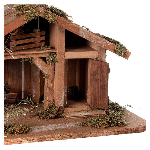 Wood stable for Nativity Scene with 8 cm characters, Nordic style, 20x45x20 cm 3