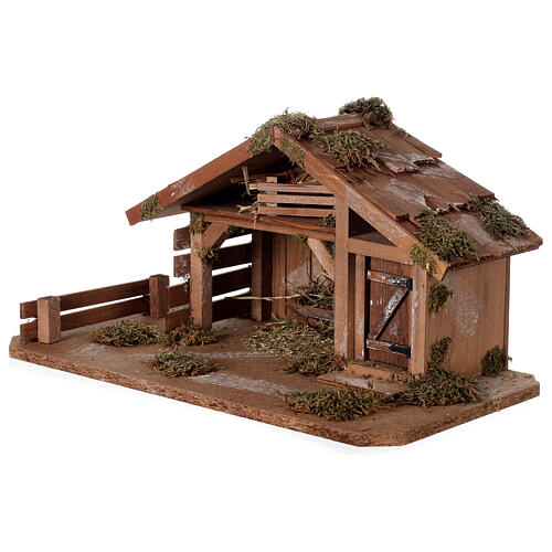 Wood stable for Nativity Scene with 8 cm characters, Nordic style, 20x45x20 cm 4