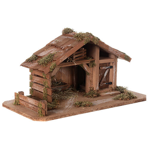Wood stable for Nativity Scene with 8 cm characters, Nordic style, 20x45x20 cm 5