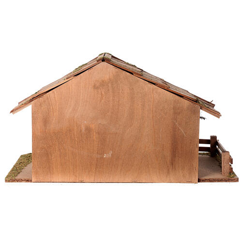 Cabana com manjedoura para presépio madeira estilo nórdico para figuras altura média 12 cm, 32x59x30 cm 5