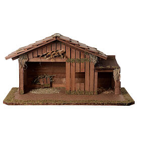 Wood stable, Nordic style, 35x60x30 cm, for Nativity Scene characters of 12 cm