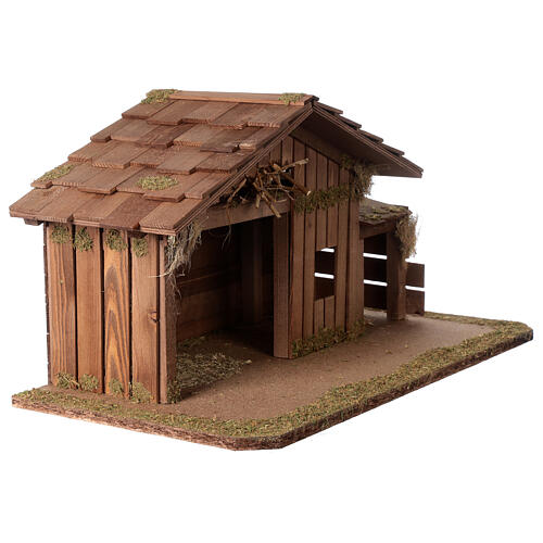 Wood stable, Nordic style, 35x60x30 cm, for Nativity Scene characters of 12 cm 4