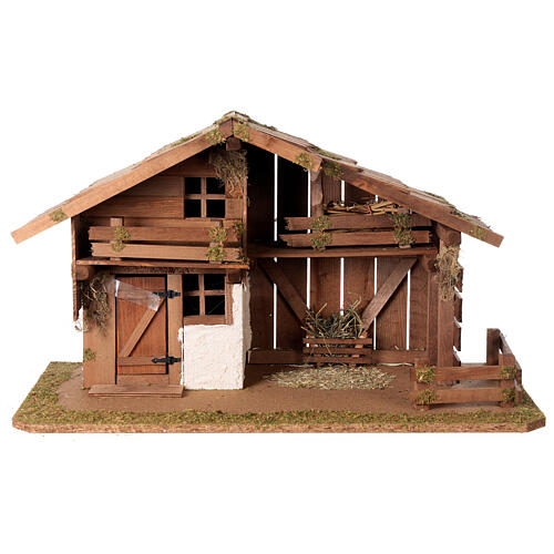 Domek wiejski w stylu skandynawskim, stajnia ze żłobem, 35x60x30 cm, do szopek 12 cm 1