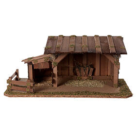 Wood stable for Nativity Scene, Nordic model, 20x55x30 cm, for 12 cm characters