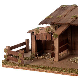 Wood stable for Nativity Scene, Nordic model, 20x55x30 cm, for 12 cm characters