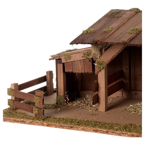 Wood stable for Nativity Scene, Nordic model, 20x55x30 cm, for 12 cm characters 2