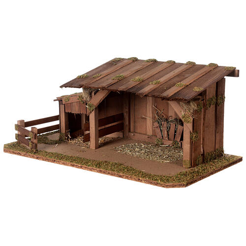 Wood stable for Nativity Scene, Nordic model, 20x55x30 cm, for 12 cm characters 3