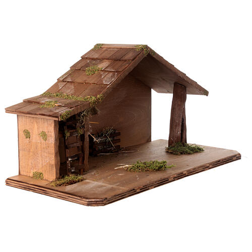 Alpine wood stable, Nordic Nativity Scene, 35x65x30 cm, for 16 cm characters 4