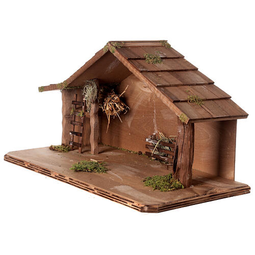 Alpine nativity stable Nordic in wood manger 35x65x30 cm for figures 16 cm 3