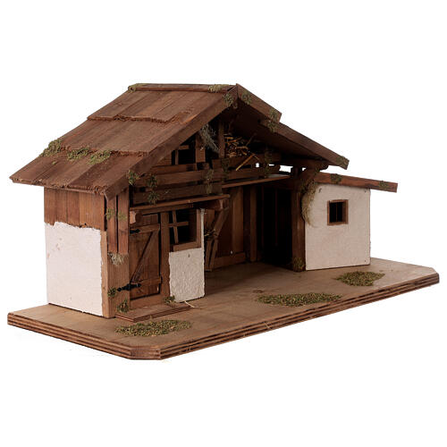 Domek nordycki z drewna do szopki z pomieszczeniem i żłobem, 35x70x30 cm, do figurek 12 cm 6