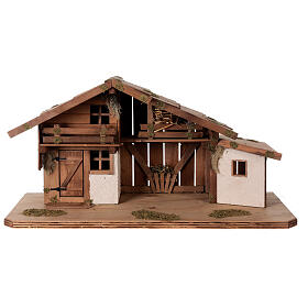 Chalé miniatura manjedoura estilo nórdico madeira presépio figuras altura média 12 cm, 36x70x30 cm