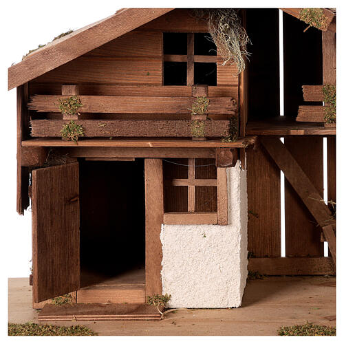 Chalé miniatura manjedoura estilo nórdico madeira presépio figuras altura média 12 cm, 36x70x30 cm 4