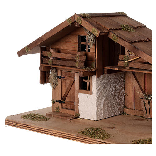 Nordic nativity stable in wood, manger room, 35x70x30 cm, for 12 cm figurines 2