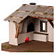 Wood Nativity Scene setting, Nordic style, with fireplace, 25x45x30 cm, for characters of 10 cm height s2