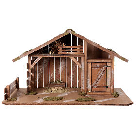 Scandinavian wooden stable manger 40x75x40 cm for 16 cm nativity scene