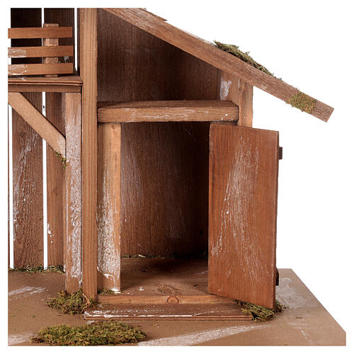 Scandinavian wooden stable manger 40x75x40 cm for 16 cm nativity scene 2