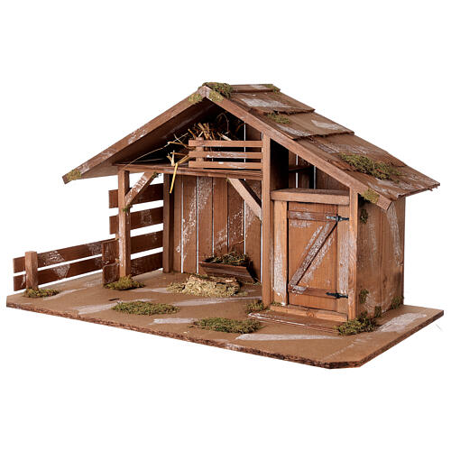 Scandinavian wooden stable manger 40x75x40 cm for 16 cm nativity scene 3