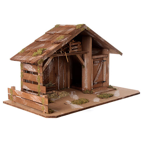 Scandinavian wooden stable manger 40x75x40 cm for 16 cm nativity scene 5