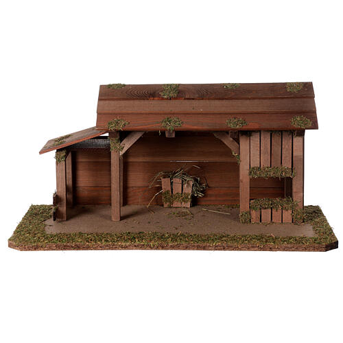 Nativity Scene wood stable, Nordic style, crib, 25x50x25 cm, for 10 cm charcters 1