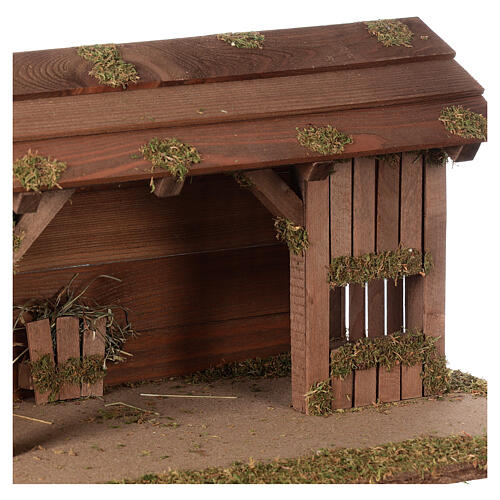 Stajnia drewniana do szopki, model skandynawski, ze żłobem, 25x50x25 cm, do figurek 10 cm 2