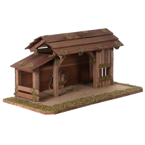 Stajnia drewniana do szopki, model skandynawski, ze żłobem, 25x50x25 cm, do figurek 10 cm 4