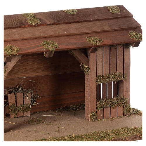 Nativity stable in wood, Scandinavian model 25x50x25 cm for 10 cm statues 2
