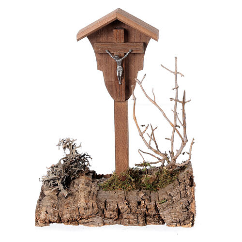 Wood crucifix for Nativity Scene, Nordic style, 15x10x10 cm, for 10-12 cm characters 1