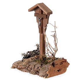 Niche crucifix en bois crèche style nordique 15x10x10 cm pour santons 10-12 cm