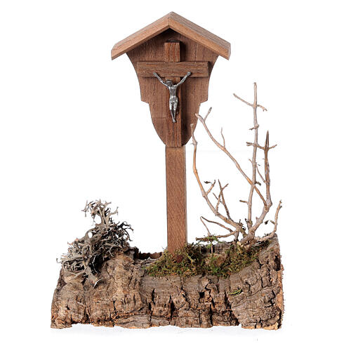 Nisza z krucyfiksem z drewna, styl nordycki, 15x10x10 cm, do figurek 10/12 cm 1