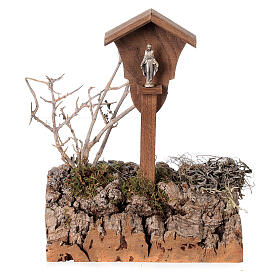 Nicchia Madonna legno rametti presepe stile nordico 15x10x10 cm statuine 10/12 cm