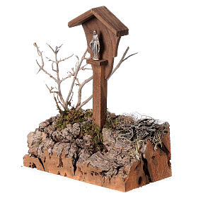 Nicchia Madonna legno rametti presepe stile nordico 15x10x10 cm statuine 10/12 cm