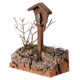 Niche Madonna in wood with sprigs Nordic style 15x10x10 cm figurines 10/12 cm