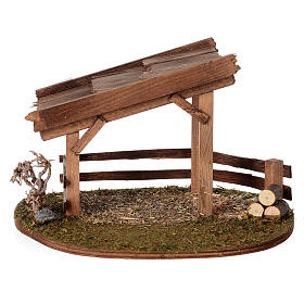 Wood shelter for animals, Nordic Nativity Scene, 15x20x20 cm, for 10-12 cm characters